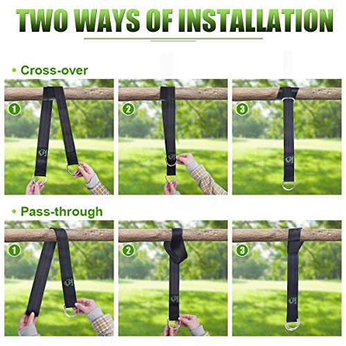 Tree Swing Straps, Portable Tree Swing Straps Hanging Kit Holds up 2800lbs, High-Strengthened Nylon Swing Hangers for Trees with Two Safer Flat Carabiners