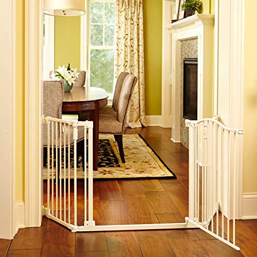 Toddleroo by North States 72 wide Deluxe Décor Gate: Perfect safety solution for extra wide spaces with added one hand functionality. Hardware Mount. Fits 38.3 - 72 wide. (30" tall, Soft White)