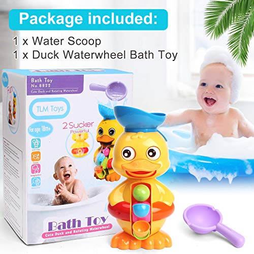 Sitodier Baby Bath Toys for Babies Toddlers Kids 1 2 3 Year Old Boys Girls, Duck Bathtub Toy with Rotatable Waterwheel/Eyes, Strong Suckers, Water Scoop, Fun Toy Gifts for Bathroom
