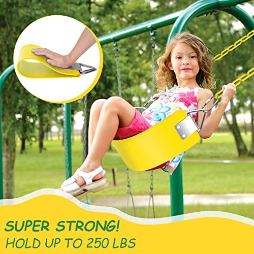 AGPTEK Swing Seat, 30.4 x 6 x 0.27 Inch Yard Swing for Kids & Adults with Metal Triangle Ring -- Yellow (300KG /660LB Weight Limit)