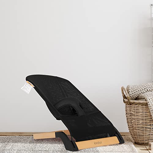 Evolur Koko Portable Infant Bouncer in Black Breathable Fabric