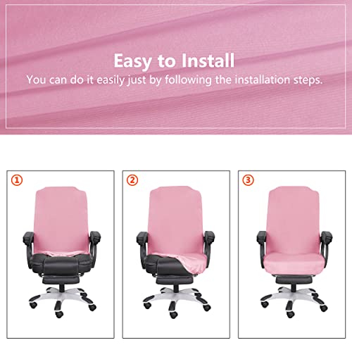 SARAFLORA Pink Office Chair Covers Stretch Washable Computer Chair Slipcovers for Universal Rotating Boss Chair Large Size