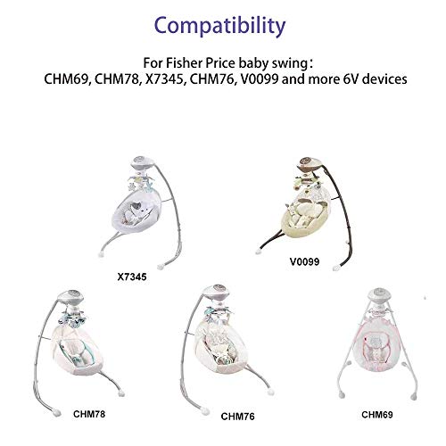 LIANSUM 6V Baby Swing Power Cord AC Adapter Compatible for Fisher Price Ingenuity Cradle Swing, Boutique, SmartSize 2-in-1, Rainforest Cradle, Butterfly Ocean Wonders Swing Charger Supply Cable 6.6FT