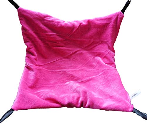 Vedem Small Animals Warm Plush Triple Bunkbed Cage Hanging Hammock Bed Hideout for Sugar Glider Ferret Squirrel (Magenta)