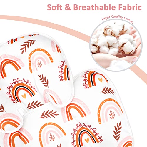 Baby Car Seat Head Support for Newborn 2 in 1 Infant Car Seat Head and Body Support for Girls Extra Soft Breathable Baby Car Seat Cushion Insert Liners for Strollers, Swings, and Bouncers, Rainbow