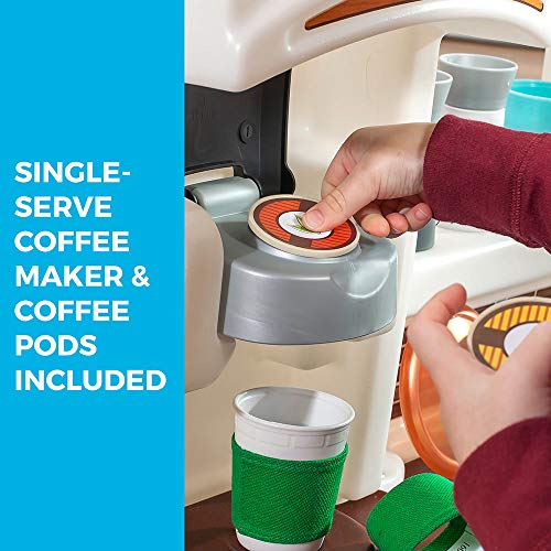 Step2 Fun with Friends Kitchen | Large Plastic Play Kitchen with Realistic Lights & Sounds | Brown Kids Kitchen Playset & 45-Pc Kitchen Accessories Set