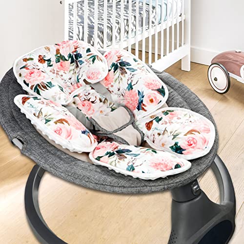 Baby Car Seat Head and Body Support Pillow, 2-in-1 Infant Car Seat Insert, Newborn Soft Cushion for Car Seat, Stroller, Bouncers, Pink Flower