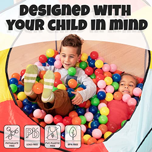 Click N' Play Pack of 200 Phthalate Free BPA Free Crush Proof Plastic Ball, Pit Balls - 6 Bright Colors in Reusable and Durable Storage Mesh Bag with Zipper