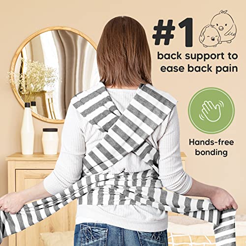 Baby Wrap Carrier - All in 1 Stretchy Baby Sling - Ergo Carrier Sling - Baby Carrier Wraps - Baby Carriers for Newborn, Infant - Baby Holder Straps - Baby Slings - Baby Sling Wrap (Gray Strips)