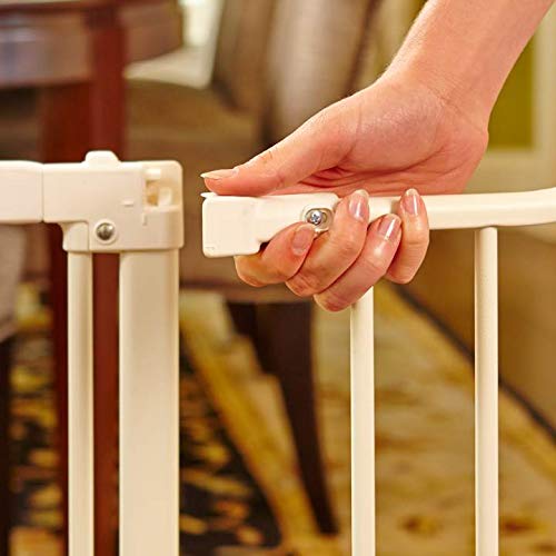 Toddleroo by North States 72 wide Deluxe Décor Gate: Perfect safety solution for extra wide spaces with added one hand functionality. Hardware Mount. Fits 38.3 - 72 wide. (30" tall, Soft White)