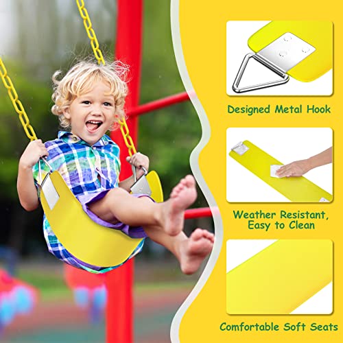 AGPTEK Swing Seat, 30.4 x 6 x 0.27 Inch Yard Swing for Kids & Adults with Metal Triangle Ring -- Yellow (300KG /660LB Weight Limit)