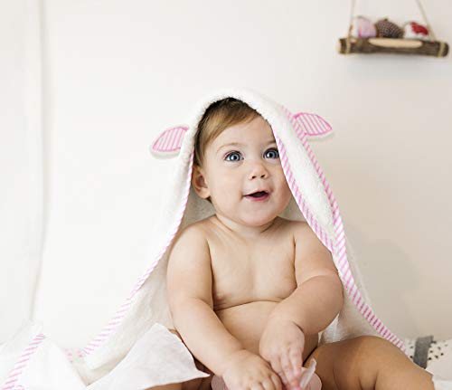 Ultra Soft Bamboo Hooded Baby Towel - Hooded Bath Towels with Ears for Babies, Toddlers - Large Baby Towel - Cute for Boys and Girls - Pink by San Francisco Baby