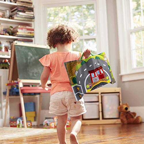 UNIH Pull-Back Vehicle Soft Baby Toys Toddlers Plush Car Toy Set 4 Cars with Play Mat (Storage Bag), 1 2 3 Year Old Toys