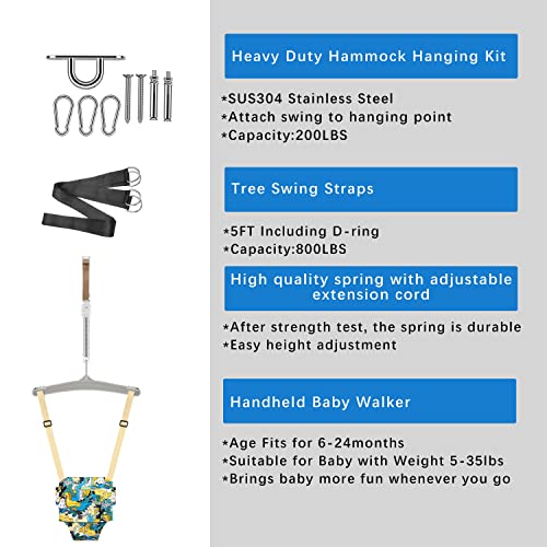 Baby Jumper and Johnny Jumper with a Ceiling Hookï¼Baby Door Jumper Suitable for Indoor and Outdoor Infant Jumper, Update Doorway Jumper (Adjustable Heightï¼