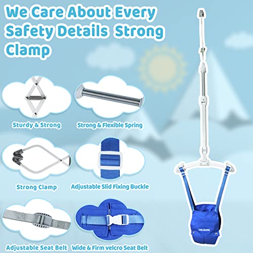 Baby Jumper, Baby Doorway Jumper w/Sturdy Adjustable Strap, Jumper for 6-24 Months Infant with Door Clamp is Portable and Easy to Use(Blue)