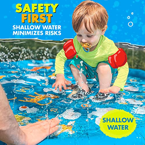 SplashEZ 3-in-1 Sprinkler for Kids, Splash Pad, and Wading Pool for Learning  Childrens Sprinkler Pool, 60 Inflatable Water Toys  from A to Z Outdoor Swimming Pool for Babies and Toddlers