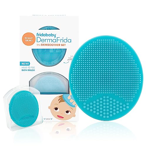 Baby Bath Silicone Brush by Fridababy | DermaFrida The SkinSoother Baby Essential for Dry Skin, Cradle Cap and Eczema (2 Pack)