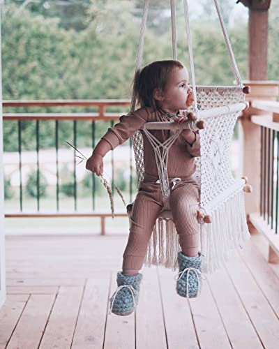 Knitt World Latest Macrame Swing Chairs-Handmade Swing-Baby Swing Chair-Toddler Swing-Indoor Swing-Hammock Chair-Baby Hammock-Outdoor Swings (Natural)