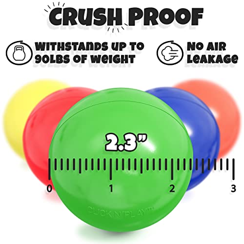Click N' Play Pack of 200 Phthalate Free BPA Free Crush Proof Plastic Ball, Pit Balls - 6 Bright Colors in Reusable and Durable Storage Mesh Bag with Zipper