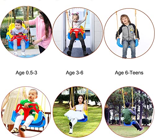 Yangogle 3-in-1 Baby Swing Seat, Toddler Swing, Anti-Flip Snug & Secure Detachable Infants to Teens Kids Swing Seat for Outdoor Indoor Playground