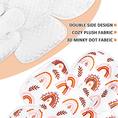 Baby Car Seat Head Support for Newborn 2 in 1 Infant Car Seat Head and Body Support for Girls Extra Soft Breathable Baby Car Seat Cushion Insert Liners for Strollers, Swings, and Bouncers, Rainbow