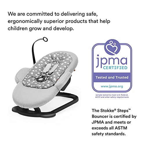 Stokke Steps Bouncer, Grey Clouds - Allows Independent Bouncing & Provides Soft Cradling Motion - Use Alone or with Stokke Steps Chair - Certified by JPMA