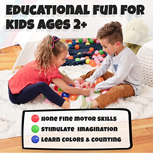 Click N' Play Pack of 200 Phthalate Free BPA Free Crush Proof Plastic Ball, Pit Balls - 6 Bright Colors in Reusable and Durable Storage Mesh Bag with Zipper