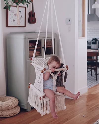 Knitt World Latest Macrame Swing Chairs-Handmade Swing-Baby Swing Chair-Toddler Swing-Indoor Swing-Hammock Chair-Baby Hammock-Outdoor Swings (Natural)