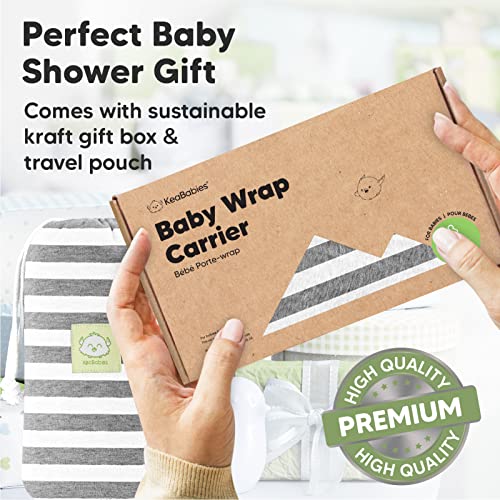 Baby Wrap Carrier - All in 1 Stretchy Baby Sling - Ergo Carrier Sling - Baby Carrier Wraps - Baby Carriers for Newborn, Infant - Baby Holder Straps - Baby Slings - Baby Sling Wrap (Gray Strips)