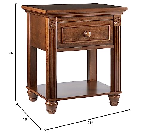 Montana Collection Natural Hardwood Nightstand End Table Combo | Lasting Quality & Design | Kiln-dried & Hand-Crafted Construction, Brown Sugar