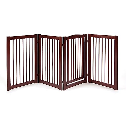 Primetime Petz 33238-G8 360 Configurable Dog Gate with Door  Indoor Freestanding Walk Through Wood Pet Gate,Walnut,36"