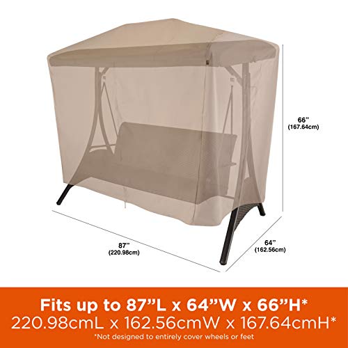 Modern Leisure 2922 Chalet Two Seater Patio Canopy Swing Cover (87 L x 64 D x 66 H inches) Water-Resistant, Khaki/Fossil