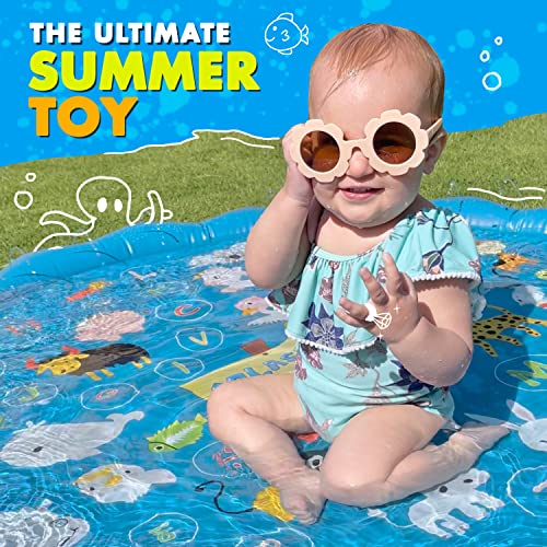 SplashEZ 3-in-1 Sprinkler for Kids, Splash Pad, and Wading Pool for Learning  Childrens Sprinkler Pool, 60 Inflatable Water Toys  from A to Z Outdoor Swimming Pool for Babies and Toddlers