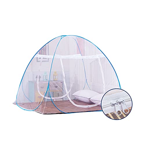 Pop-Up Mosquito Net Tent for Beds Anti Mosquito Bites Folding Design with Net Bottom for Babys Adults Trip (79 x71x59 inch)