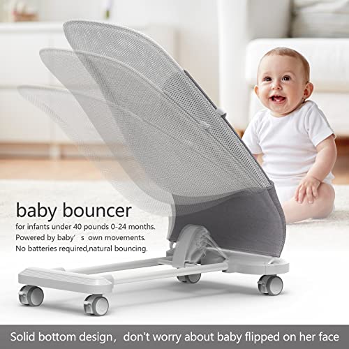 Baby-Bouncer-Seat-for-Infants: Portable Bouncer for Babies 0-6 Monthsï¼Infant Bouncers & Rockersï¼ Baby Rocker for Infants with Removable Wheels: Adjustable Multi Position Infant Bouncer Seat