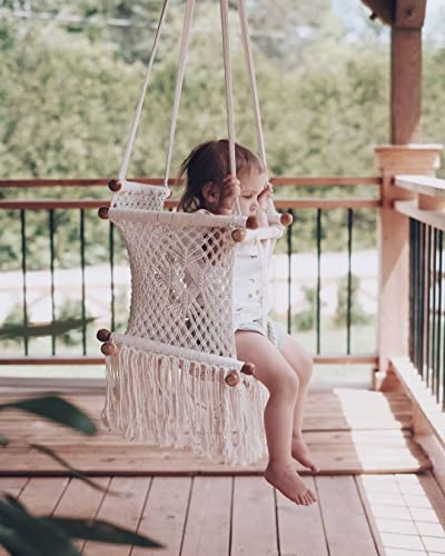 Knitt World Latest Macrame Swing Chairs-Handmade Swing-Baby Swing Chair-Toddler Swing-Indoor Swing-Hammock Chair-Baby Hammock-Outdoor Swings (Natural)
