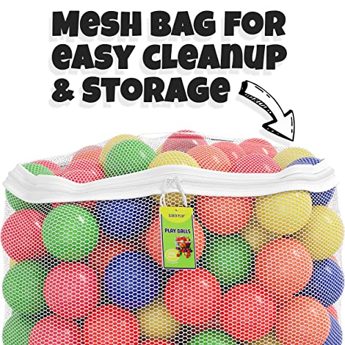 Click N' Play Pack of 200 Phthalate Free BPA Free Crush Proof Plastic Ball, Pit Balls - 6 Bright Colors in Reusable and Durable Storage Mesh Bag with Zipper