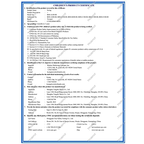 Troispot Comfortable Baby Swing Seat, Secure Canvas and Wooden Hanging Swing Chair for Baby, Infant, Toddler, Child, Kids Toys, Indoor Outdoor Hammock for Playground, Tree Swings or Backyard, C1