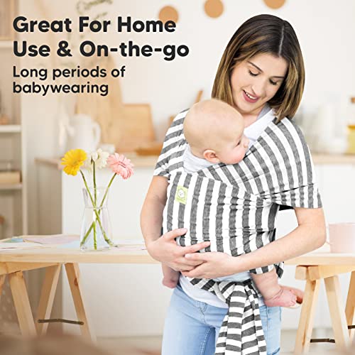 Baby Wrap Carrier - All in 1 Stretchy Baby Sling - Ergo Carrier Sling - Baby Carrier Wraps - Baby Carriers for Newborn, Infant - Baby Holder Straps - Baby Slings - Baby Sling Wrap (Gray Strips)