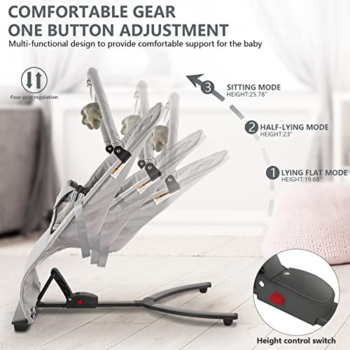 Baby Bouncers for Infants, Portable Bouncer Seat for Babies, Baby Swing 3-Point Harness for Newborn Babies, Infant to Toddler Rocker