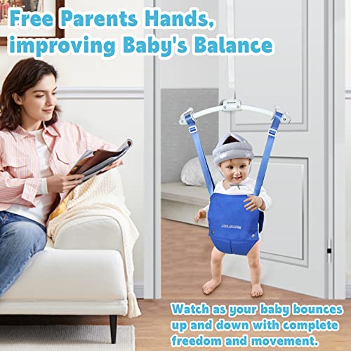 Baby Jumper, Baby Doorway Jumper w/Sturdy Adjustable Strap, Jumper for 6-24 Months Infant with Door Clamp is Portable and Easy to Use(Blue)