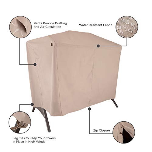 Modern Leisure 2922 Chalet Two Seater Patio Canopy Swing Cover (87 L x 64 D x 66 H inches) Water-Resistant, Khaki/Fossil