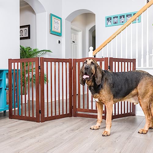 Primetime Petz 33238-G8 360 Configurable Dog Gate with Door  Indoor Freestanding Walk Through Wood Pet Gate,Walnut,36"