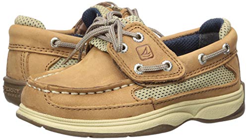 Sperry baby boys Lanyard Alternative Closure Boat Shoe, Dark Tan/Navy, 10.5 Little Kid US