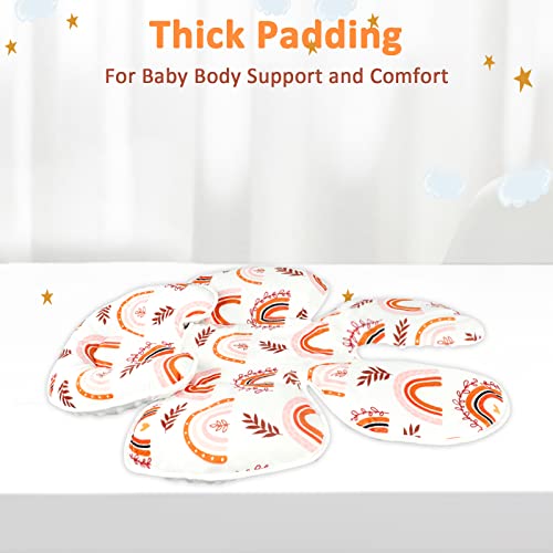 Baby Car Seat Head Support for Newborn 2 in 1 Infant Car Seat Head and Body Support for Girls Extra Soft Breathable Baby Car Seat Cushion Insert Liners for Strollers, Swings, and Bouncers, Rainbow