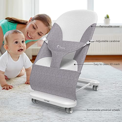 Baby-Bouncer-Seat-for-Infants: Portable Bouncer for Babies 0-6 Monthsï¼Infant Bouncers & Rockersï¼ Baby Rocker for Infants with Removable Wheels: Adjustable Multi Position Infant Bouncer Seat