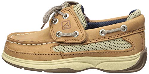 Sperry baby boys Lanyard Alternative Closure Boat Shoe, Dark Tan/Navy, 10.5 Little Kid US