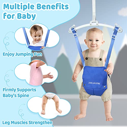 Baby Jumper, Baby Doorway Jumper w/Sturdy Adjustable Strap, Jumper for 6-24 Months Infant with Door Clamp is Portable and Easy to Use(Blue)