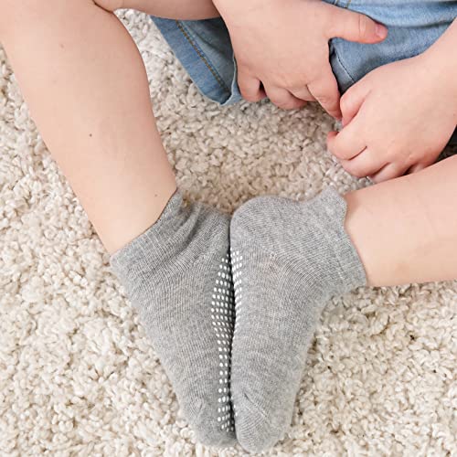 Zaples Baby Non Slip Grip Ankle Socks with Non Skid Soles for Infants Toddlers Kids Boys Girls, Assorted 9 Pack, 12-36 Months