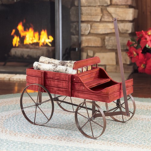 Amish Wagon Decorative Indoor/Outdoor Garden Backyard Planter, Red